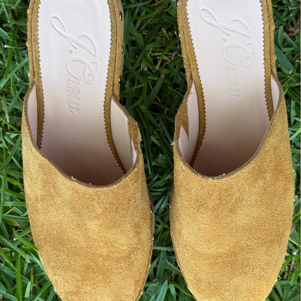 J. Crew Mules Dakota Suede Wood Sole Clogs Slip On Style Womens size 9.5 - Picture 6 of 9